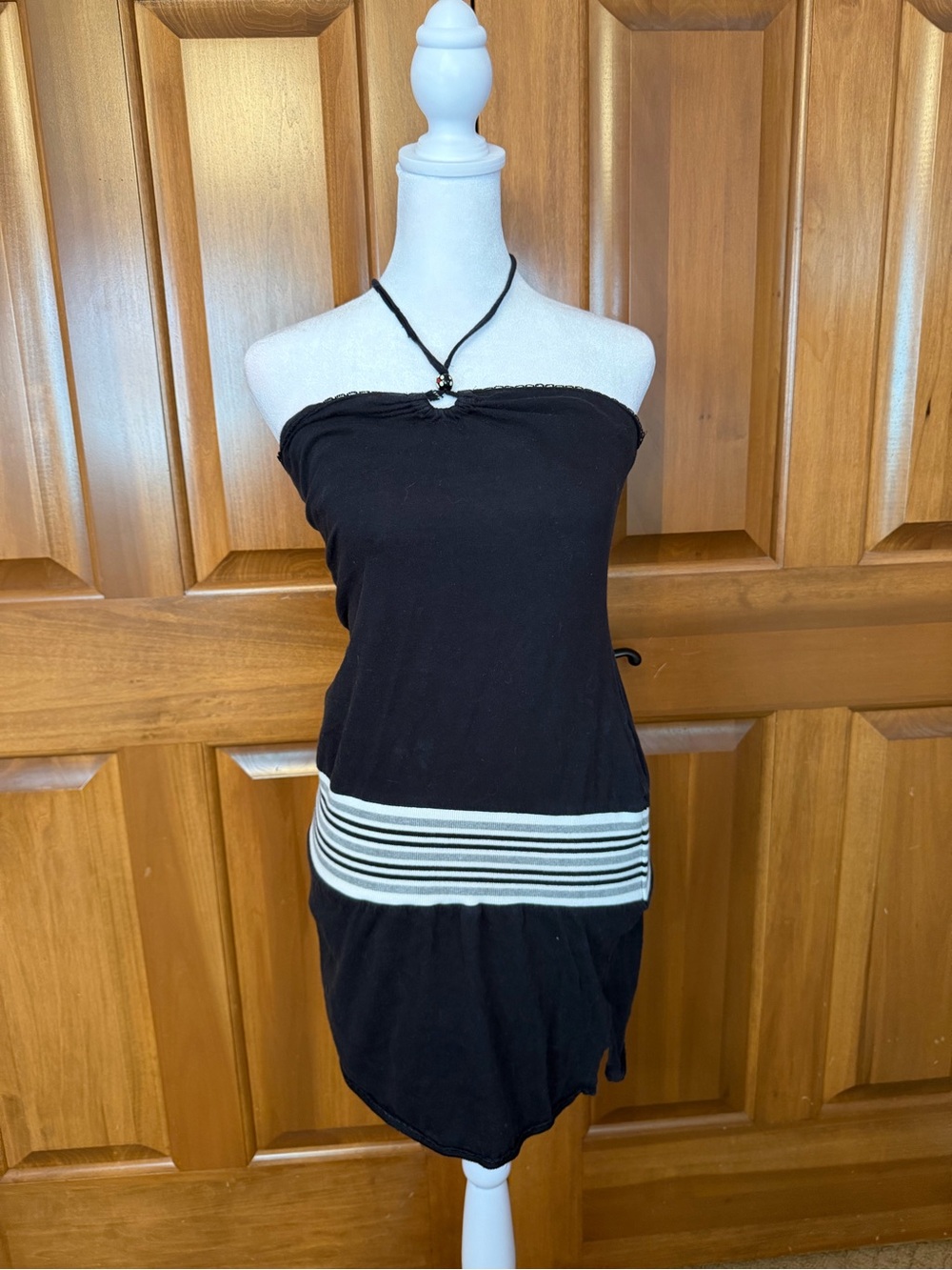 Arizona Black And White Striped Halter Dress Women’s Size Small